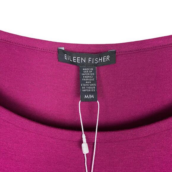 Eileen Fisher Women's Ballet Neck Stretch Knit Midi Dress Medium Magenta - Picture 2 of 10